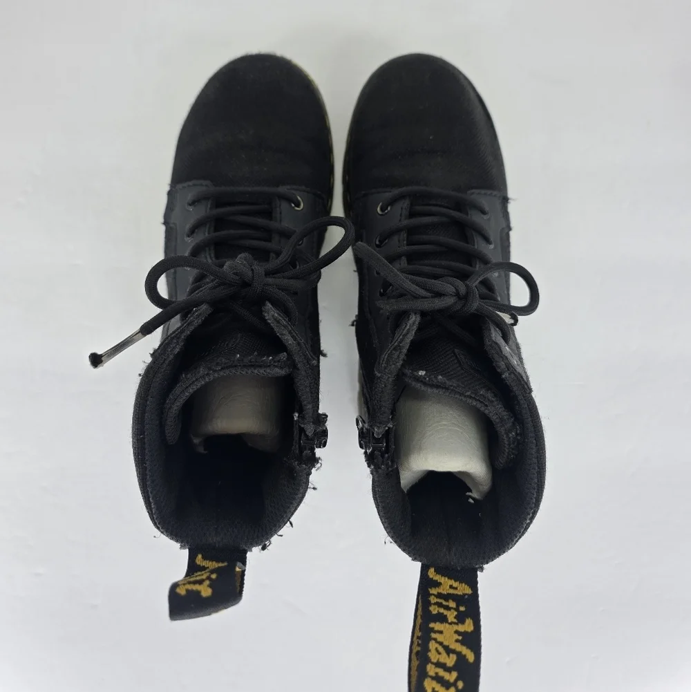 Dr. Martens Junior Comb KIDS Black Tough Poly Combat Ankle Boots Zip Up Size 1